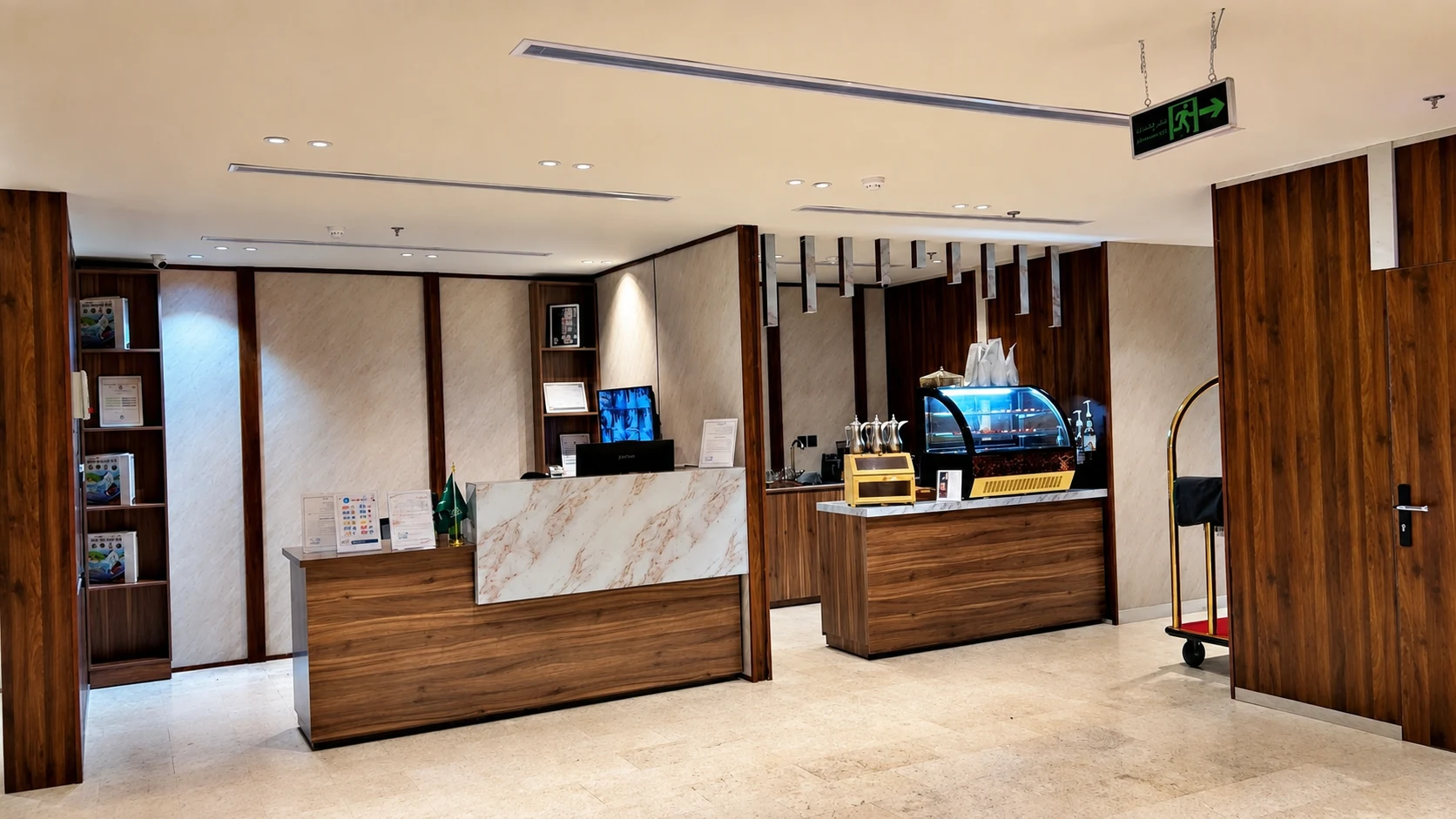 The reception area